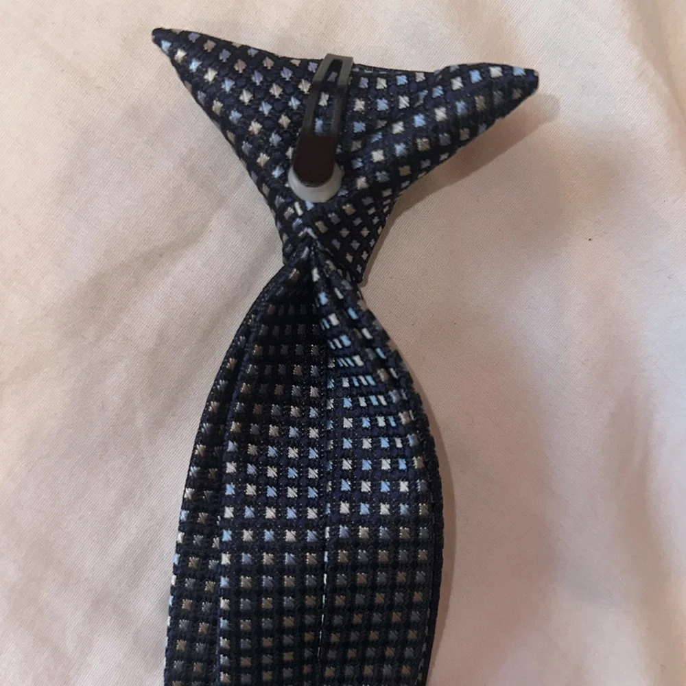 Boy’s Navy Blue Patterned Clip On Tie